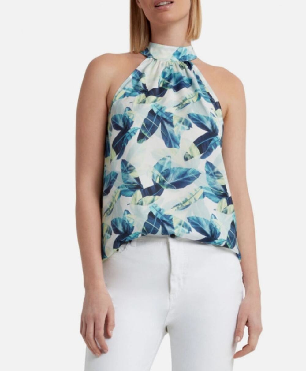 H Halston Woven Halter-Neck Blouse size Small NWT